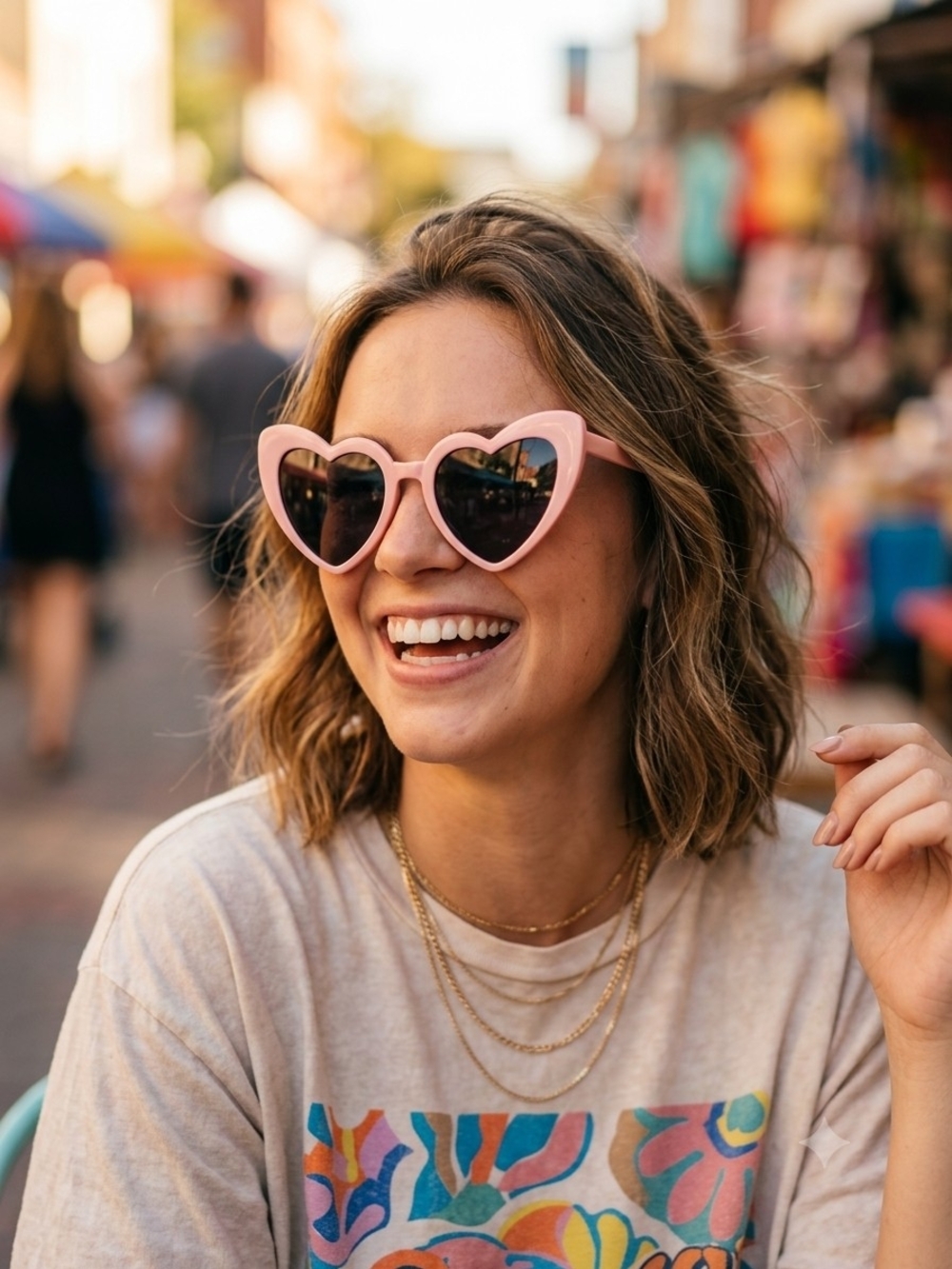 Foster Grant Heart-Shaped Pink Sunglasses